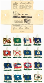 1959 Nabisco "Official State Flags" Tin Litho Cereal Premiums Complete Set (49) Plus Original Mailers (3)